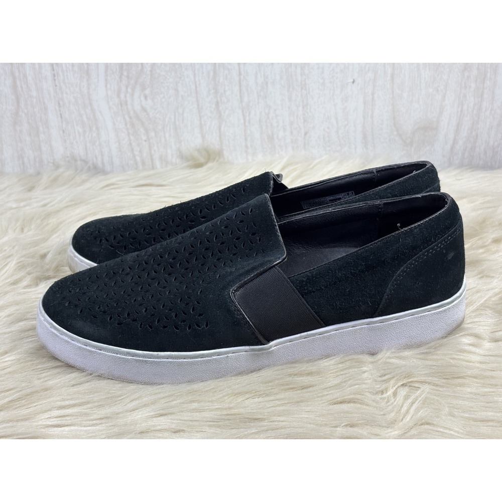 Vionic Kani Sneakers Womens 9.5 Black Suede Perforated Orthotic Slip On